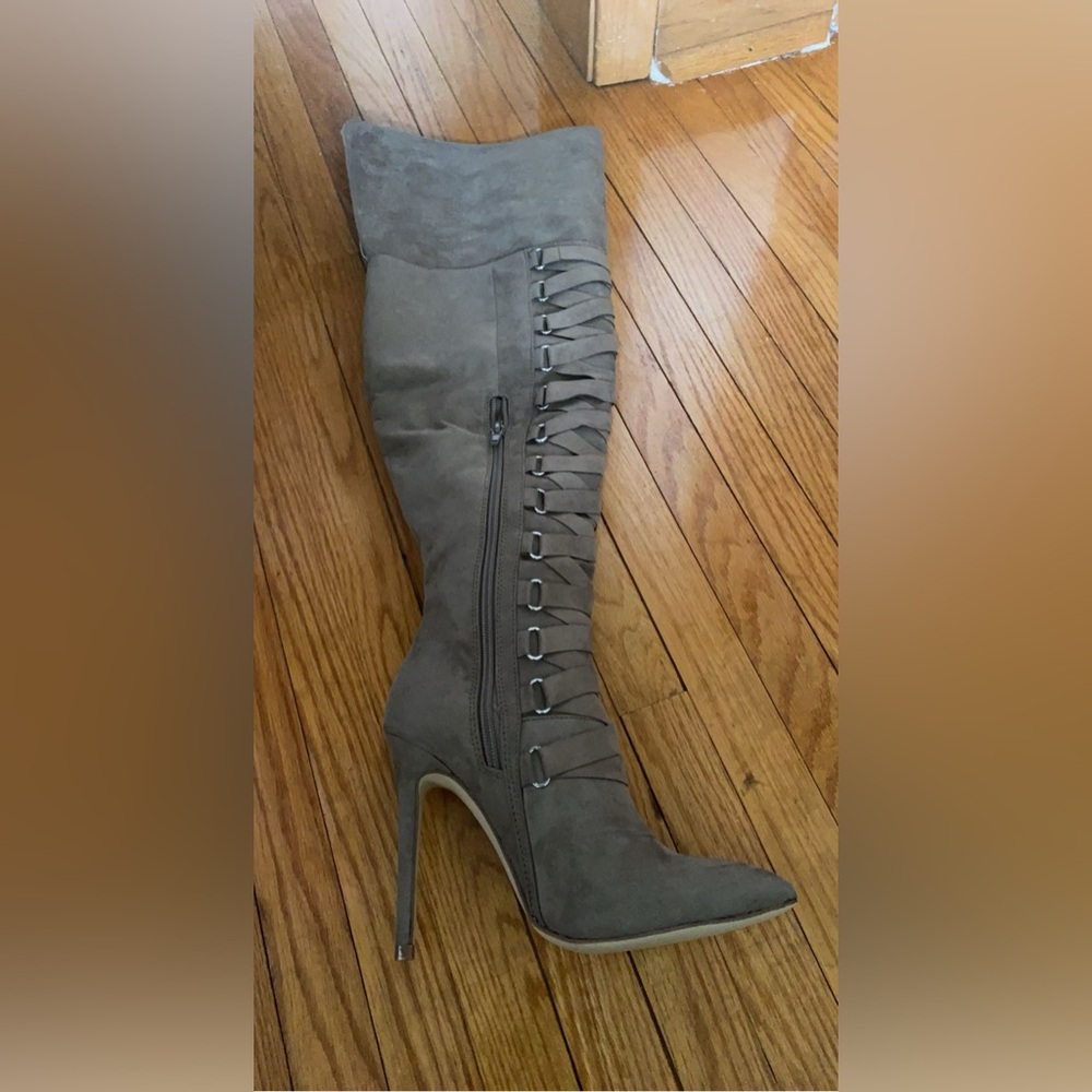 Shoe Dazzle Taupe Over-the-Knee Boots